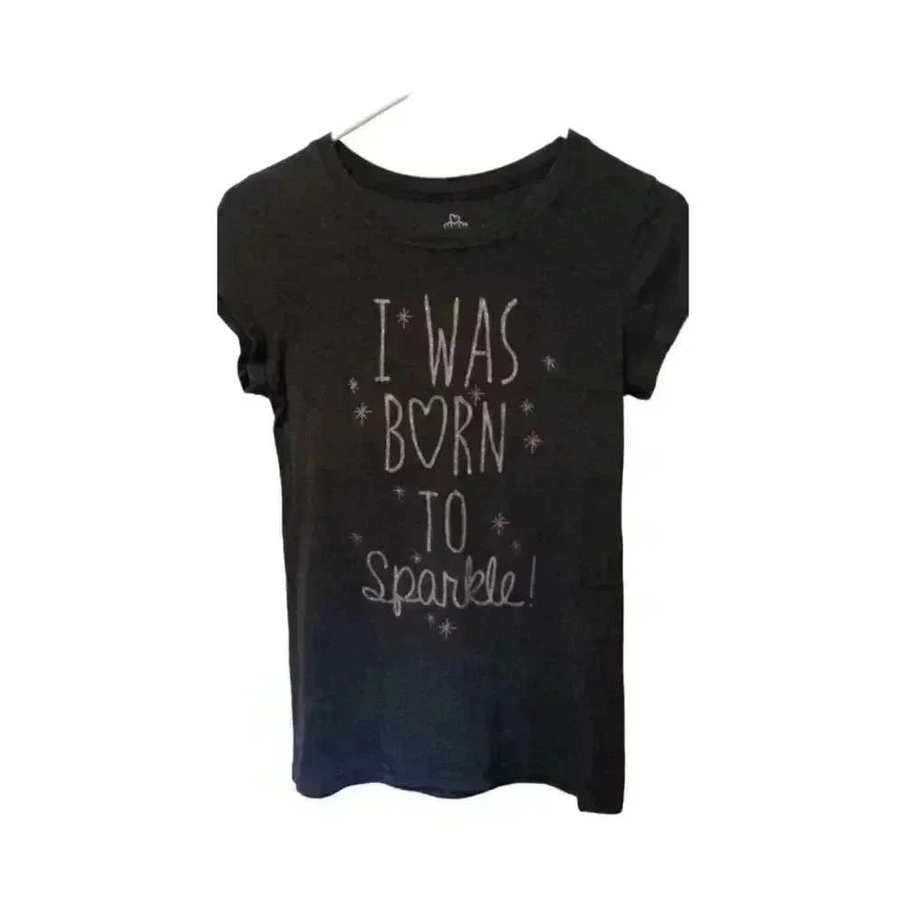 Girls T-Shirt by Adoree, Gray With Sparkly Letters, Size 14/16.